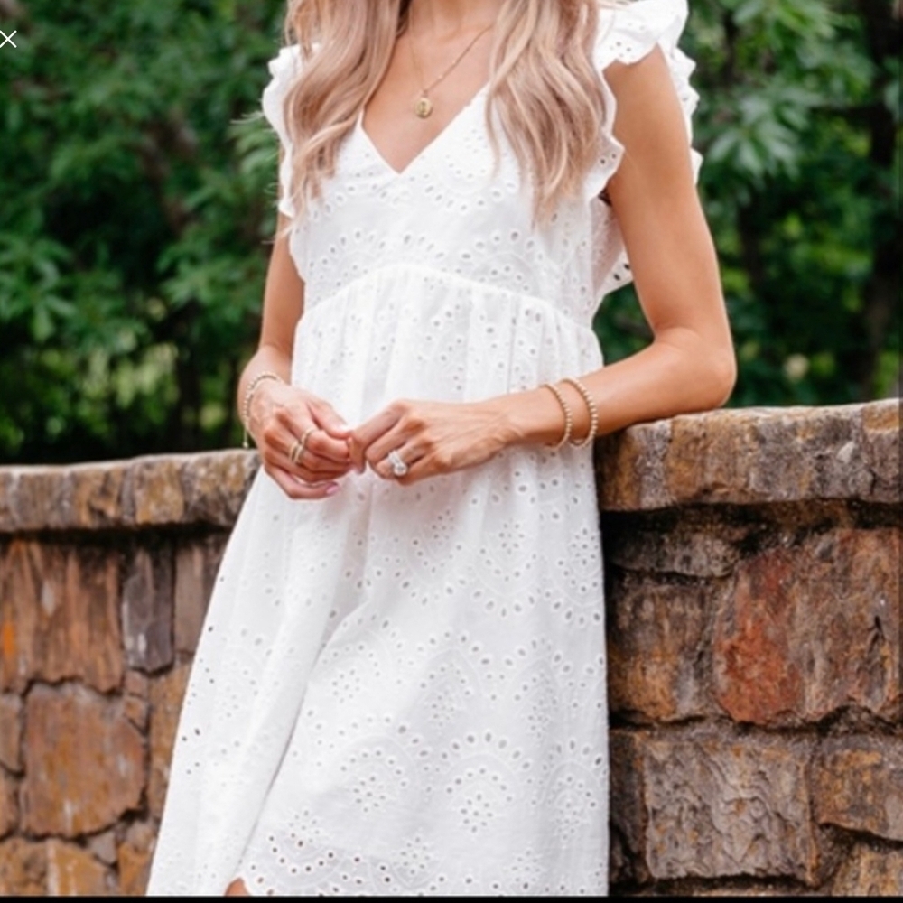 Amaryllis x Dani Austin White Cotton Eyelet Keyhole Balletcore Fairy Dress 1X - Picture 3 of 15